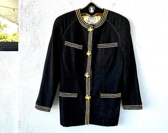 Vintage 80s 90s Baroque Gold Black Fitted Jacket Blazer - Etsy