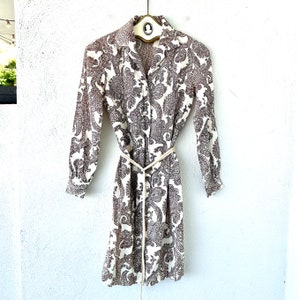 Vintage 60s 70s Boho Hippie Shirtdress 1960s 1970s Mod Paisley Collared Dress