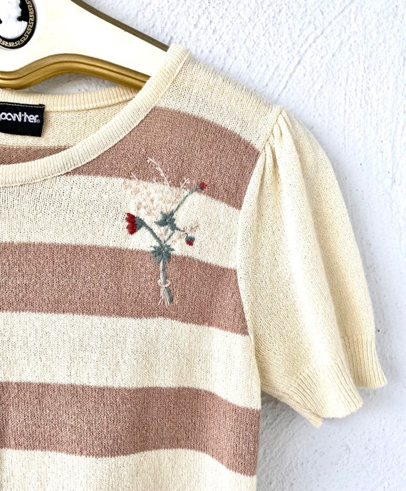 70s Brown Striped Acrylic Pullover Sweater, Accent Colors Stilton California M