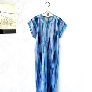 Vintage 70s Embroidered Boho Floral Striped Caftan // 1970s Hippie Kaftan