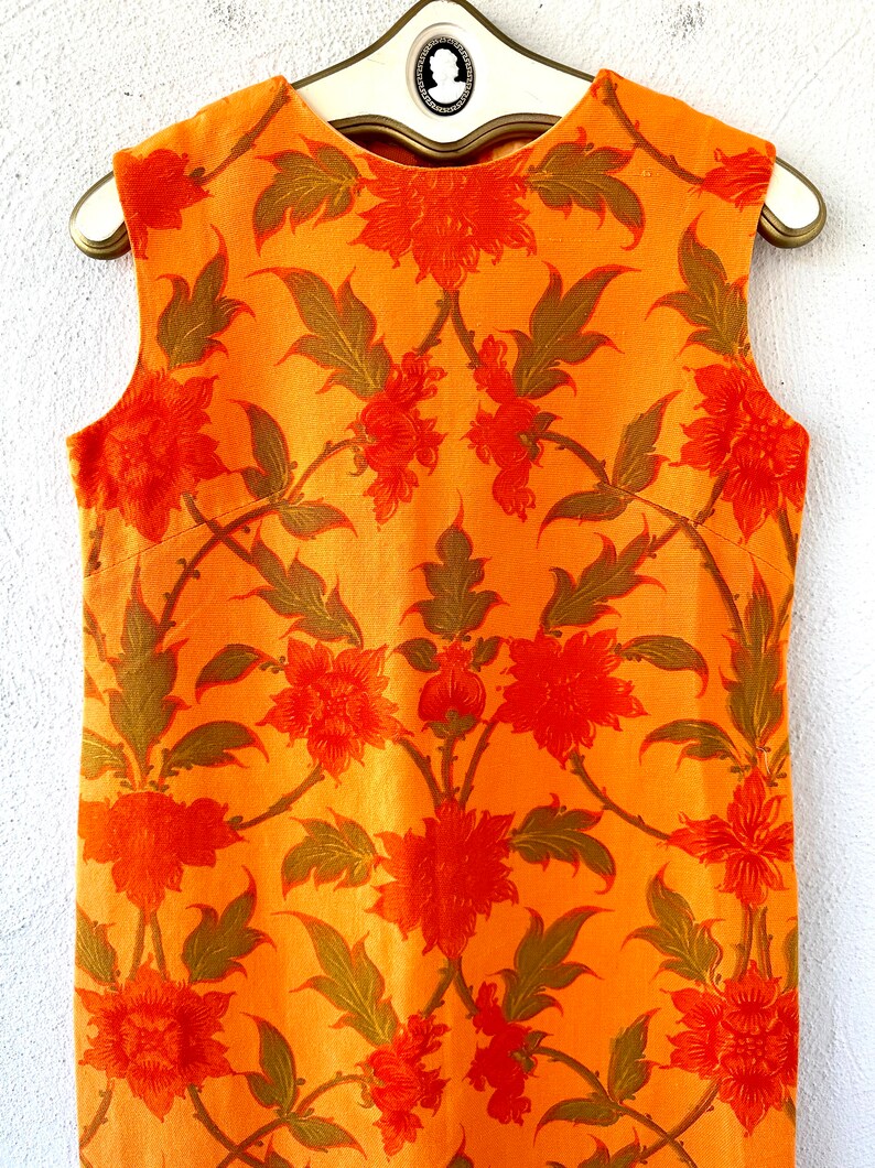 Vintage 60s 70s Hawaiian Dress Bright Orange Sheath Floral Hawaii Tank ...