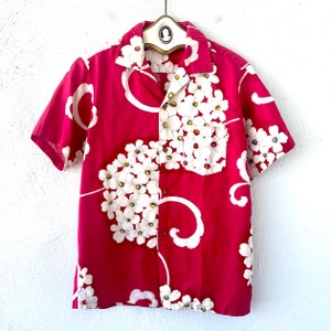 Vintage 50s 60s Hawaiian Aloha Shirt 1950s 1960s Hawaii Floral Collar Top