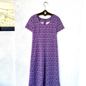 Vintage 60s 70s Paisley Purple Knit Dress