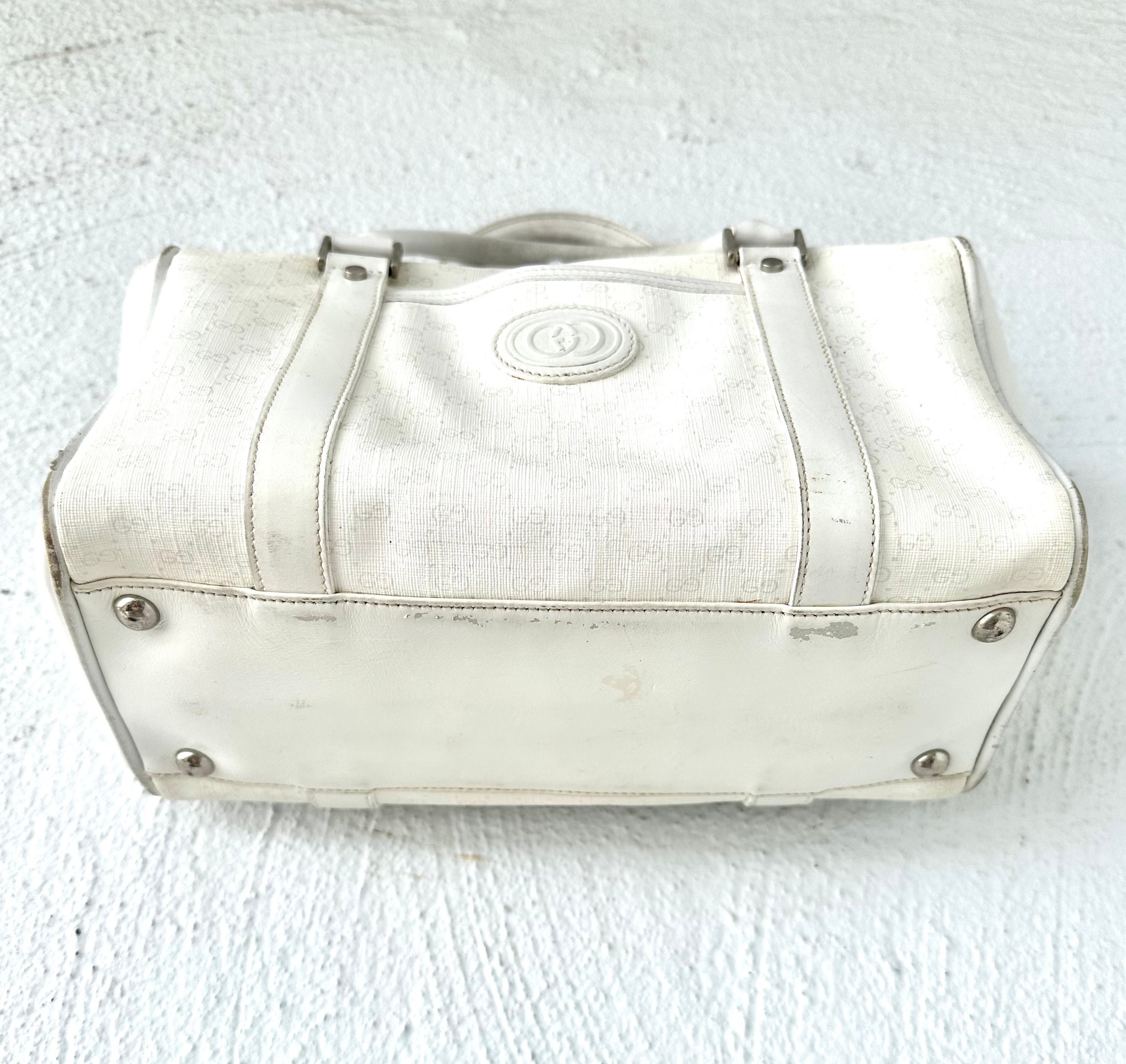 GUCCI グッチ GG ホワイト ヴィンテージ ハンドバッグ　264210 GUCCI グッチホワイトハンドバッグ