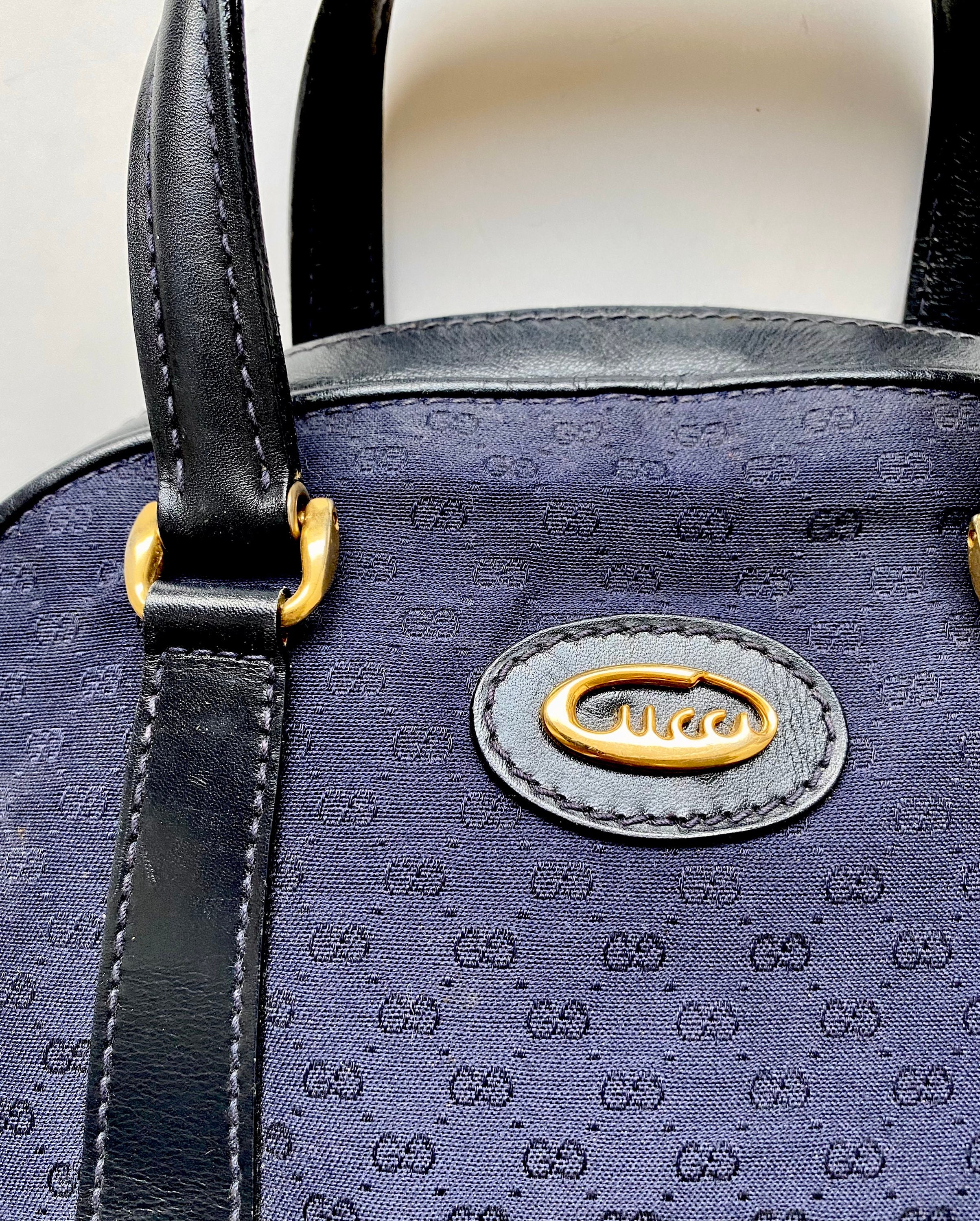 Vintage 60s 70s Gucci GG Logo Bag Satchel 1960s 1970s Top Handle