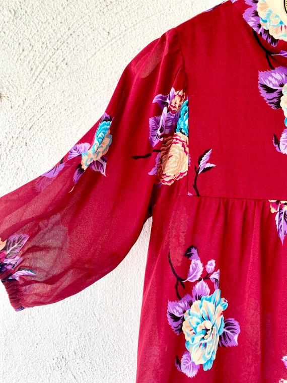 Vintage 70s Hawaiian Muumuu Prairie Puffy Sleeve … - image 4