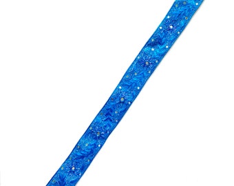 Vintage 90s Y2k Boho Embroidered Belt Blue Beaded Sash - Etsy display picture 1