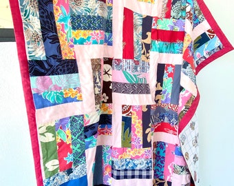Vintage Hawaiianische Patchwork Quilt Hawaii Baby Decke Rosa Deko