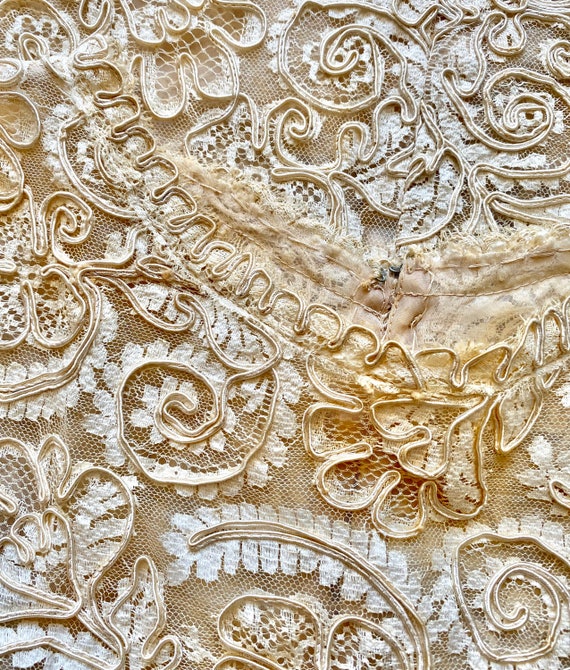 Vintage 50s Embroidered Lace Chiffon White Floral… - image 8