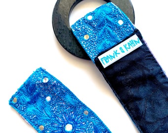 Vintage 90s Y2k Boho Embroidered Belt Blue Beaded Sash - Etsy display picture 2