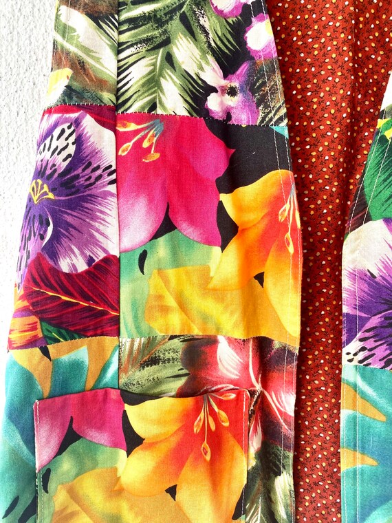 Vintage Hawaiian Quilted Top Hawaii Patchwork Vest Fl… Gem