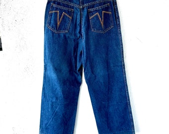 【Anyone more】Nuhi Vintage Washing Back Pocket Denim Pants ZENA Vintage 80s Jeans Tapered High Waist Mom 30x26 Western