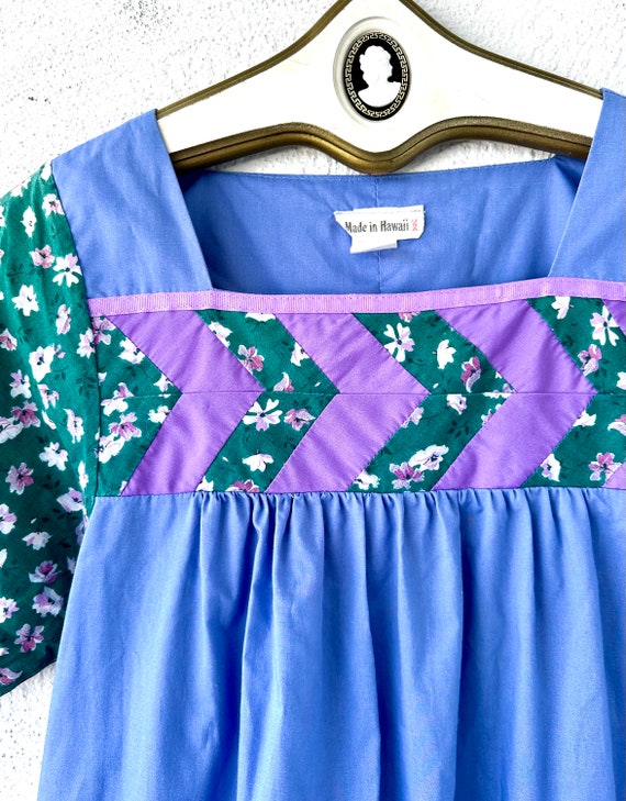 Vintage 70s 80s Hawaiian Muumuu Patchwork Hawaii Dress Floral