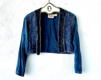 Vintage jaren 90 geborduurde gaas crop top: boho indianenvest