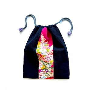 Vintage Japanese Kimono Bag Metallic Gold Purse Floral Clutch Handbag