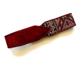 Extra Wide Burgundy Real Leather Belt by Furla Made in Italy 