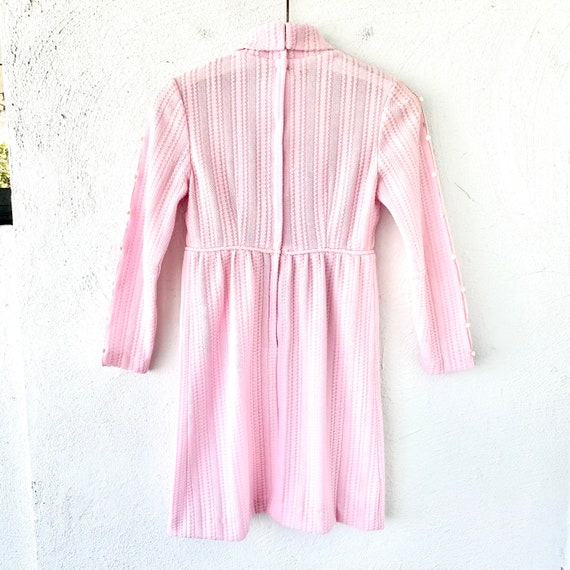 Vintage 1960s Pink Babydoll Knit Dress 60s Turtle… - image 7