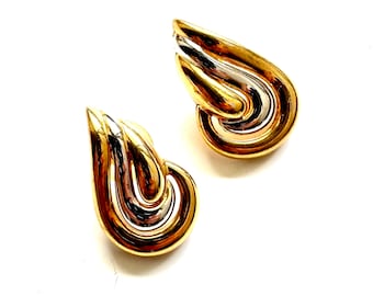 Boucles D'oreilles Cordon Vert Menthe Et Acier Doré à Clou Vintage Annees 80 Boucles D'oreilles Cordon Vert Menthe Et Acier Doré à Clou Vintage Annees 80
