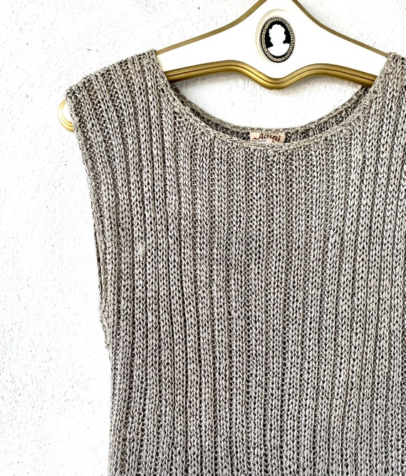 Vintage 70s Adini Silver Knit Top // Minimalist M… - image 3