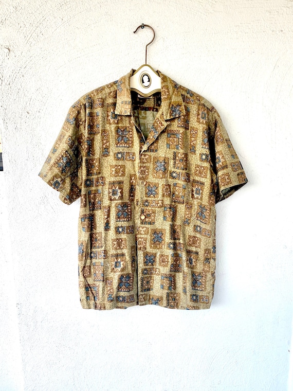 Vintage 50s Hawaiian Shirt // Hawaii Geometric Tik