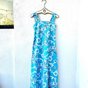 Vintage 70s Malia Hawaii Uniform Dress 1970s Iolani Palace Royal Hawaiian Crown Muumuu