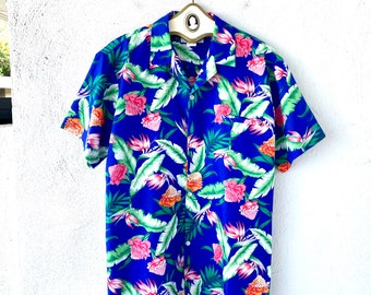 ヴィンテージ 70年代 コナコースト ハワイアン アロハシャツ:ブルー ヴィンテージ 70年代 コナコースト ハワイアン アロハシャツ:ブルー