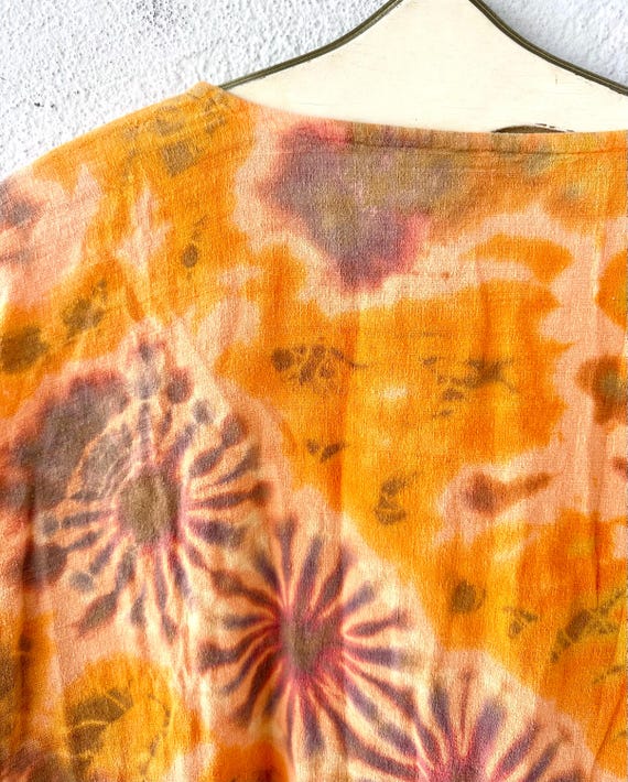 Vintage 70s Indian Boho Gauze Shirt 1970s Hippie … - image 9