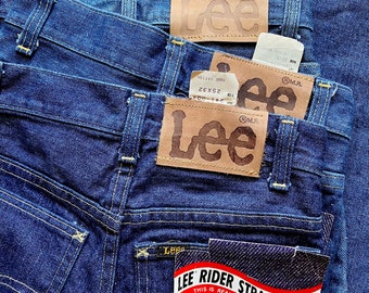 Vintage 80s Lee Jeans Rider Straight Leg Raw Denim Pants