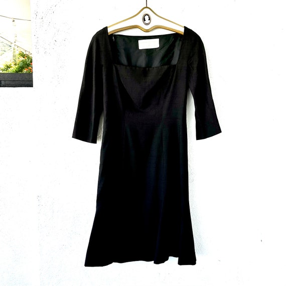 Vintage Luis Estevez 60s 70s Silk Dress Black Wigg