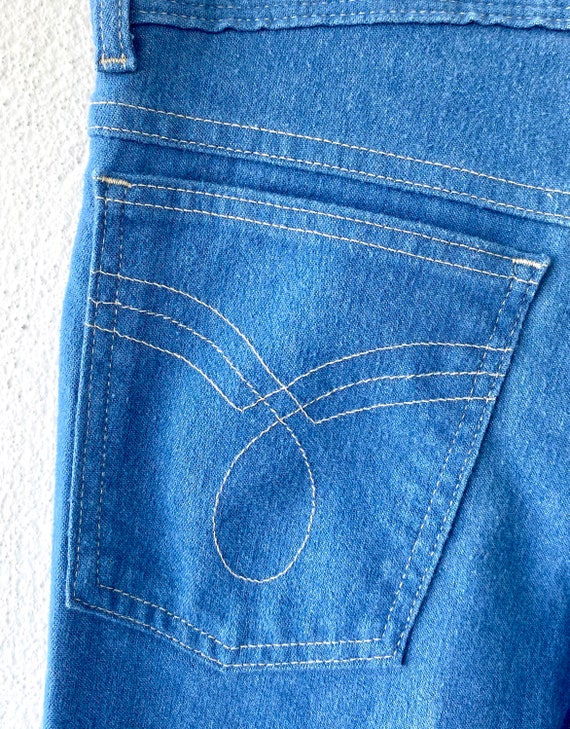 Vintage 70s Bell Bottom Denim Light Wash Jeans - image 2