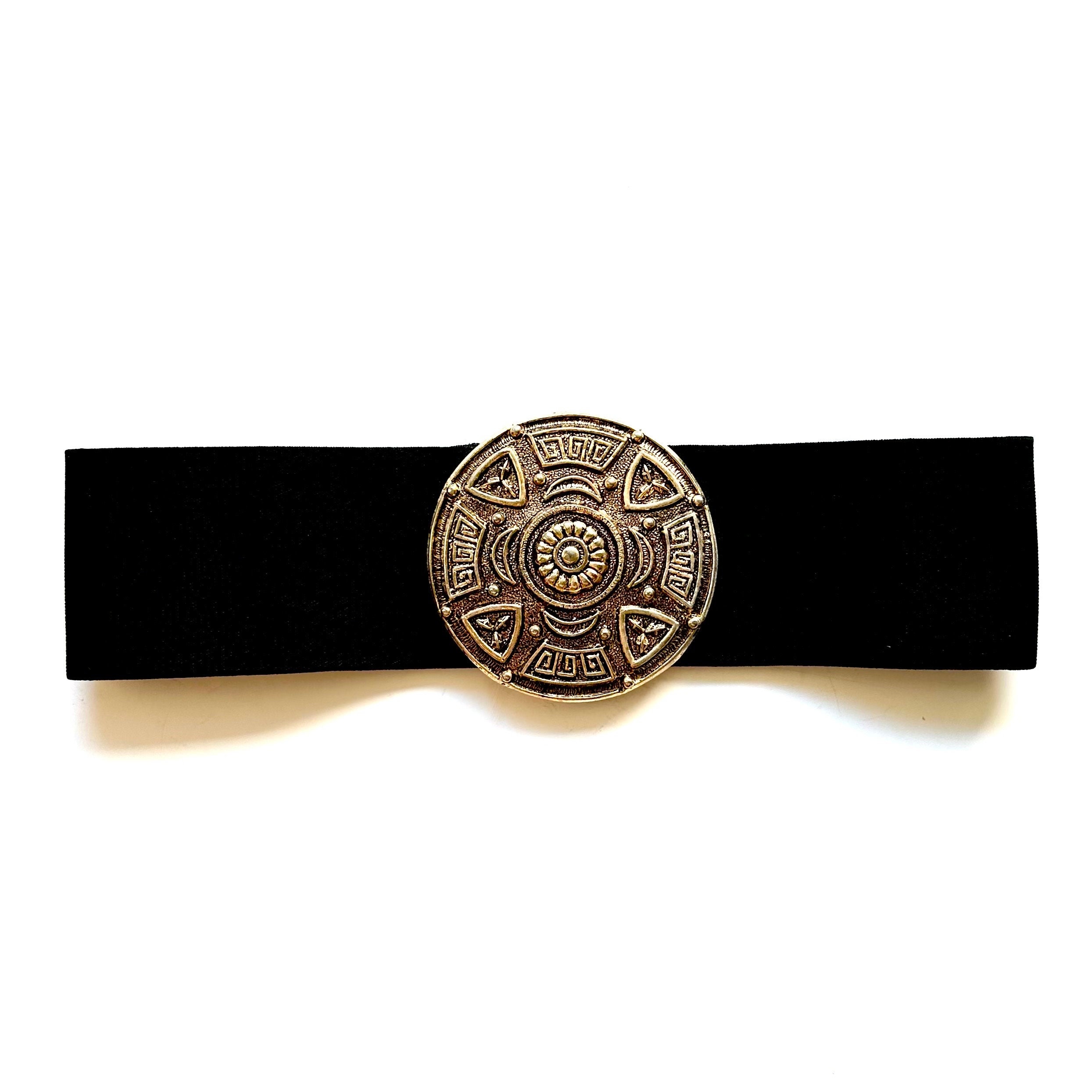 Black Leather Medallion Belt - Etsy