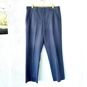 Vintage 70s Textured Graphic Pants Blue 1970s Mens Polyester Slacks