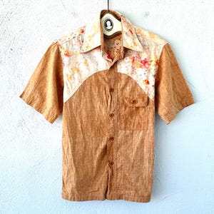 Vintage 1970s 70s Hippie Hawaiian Aloha Shirt Hawaii Beach Boys Collared Top