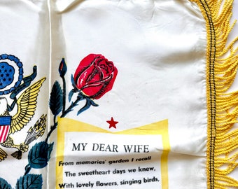 Vintage World War 2 1940s US Army Air Forces Souvenir Pillow Case
