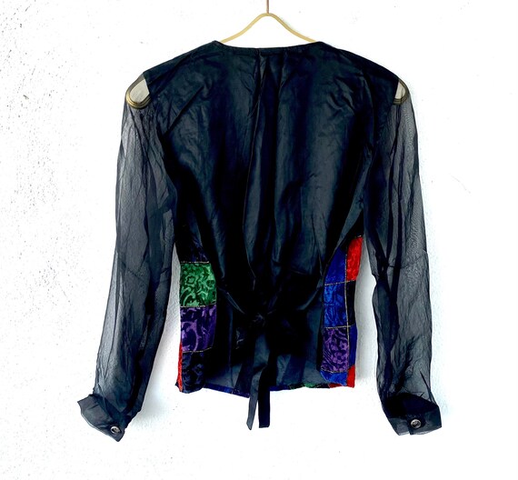Vintage 80s 90s Crushed Velvet Patchwork Vest Top… - image 4