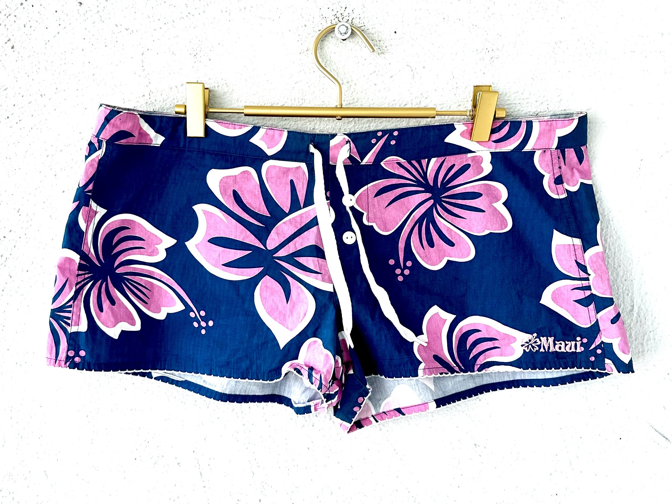 Vintage Y2k Hawaiian Maui Shorts Floral Low Waist Shorts Tropical