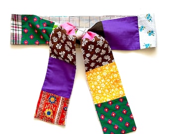 Vintage 60s 70s Hippie Cloth Belt Bundle Boho Festival OS Vintage Macrame Belt Wood Bead Boho Festival 70s Hippie Tie  main image 2
