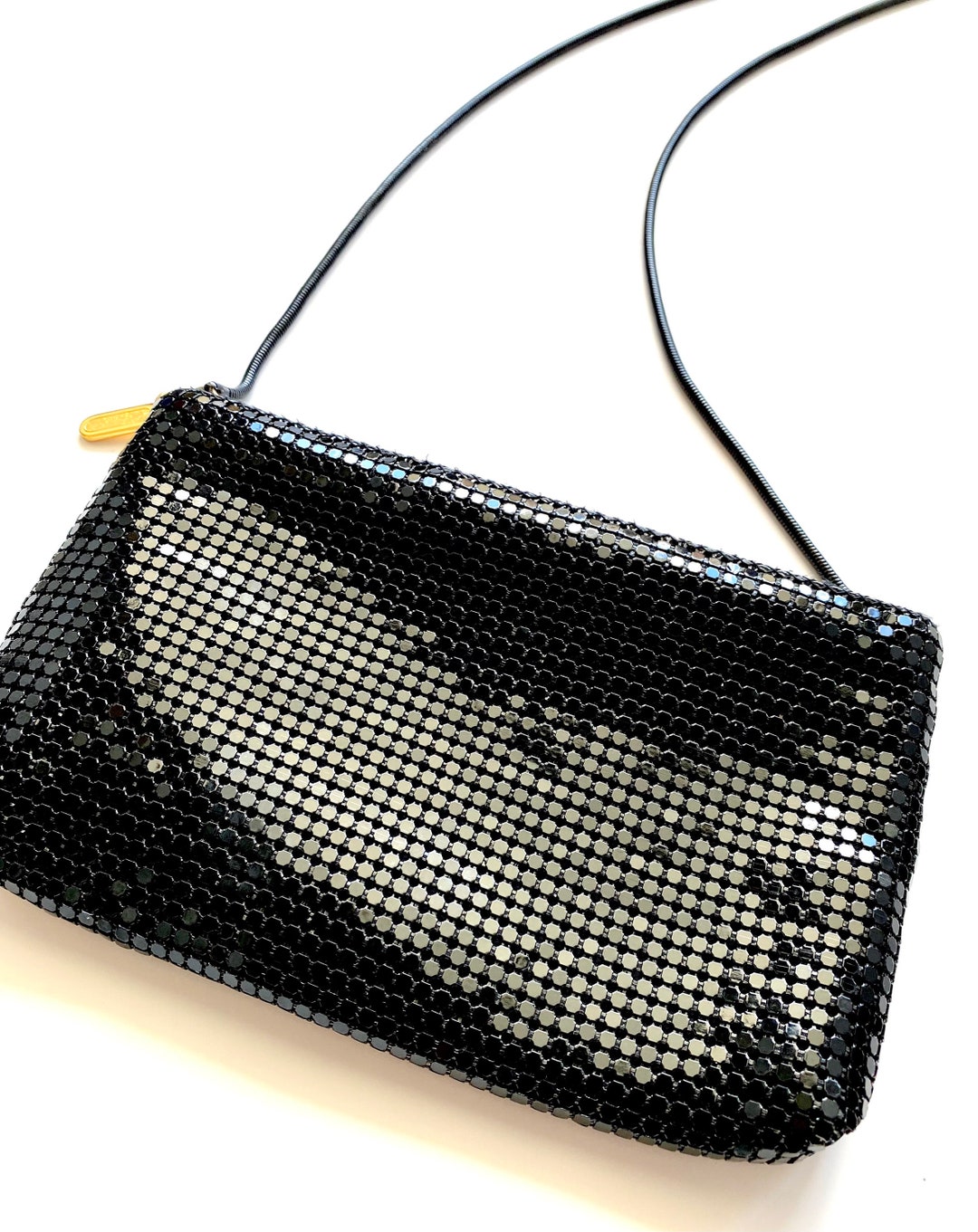 Vintage Whiting and Davis Co Gold Mesh Purse With Rhinestone