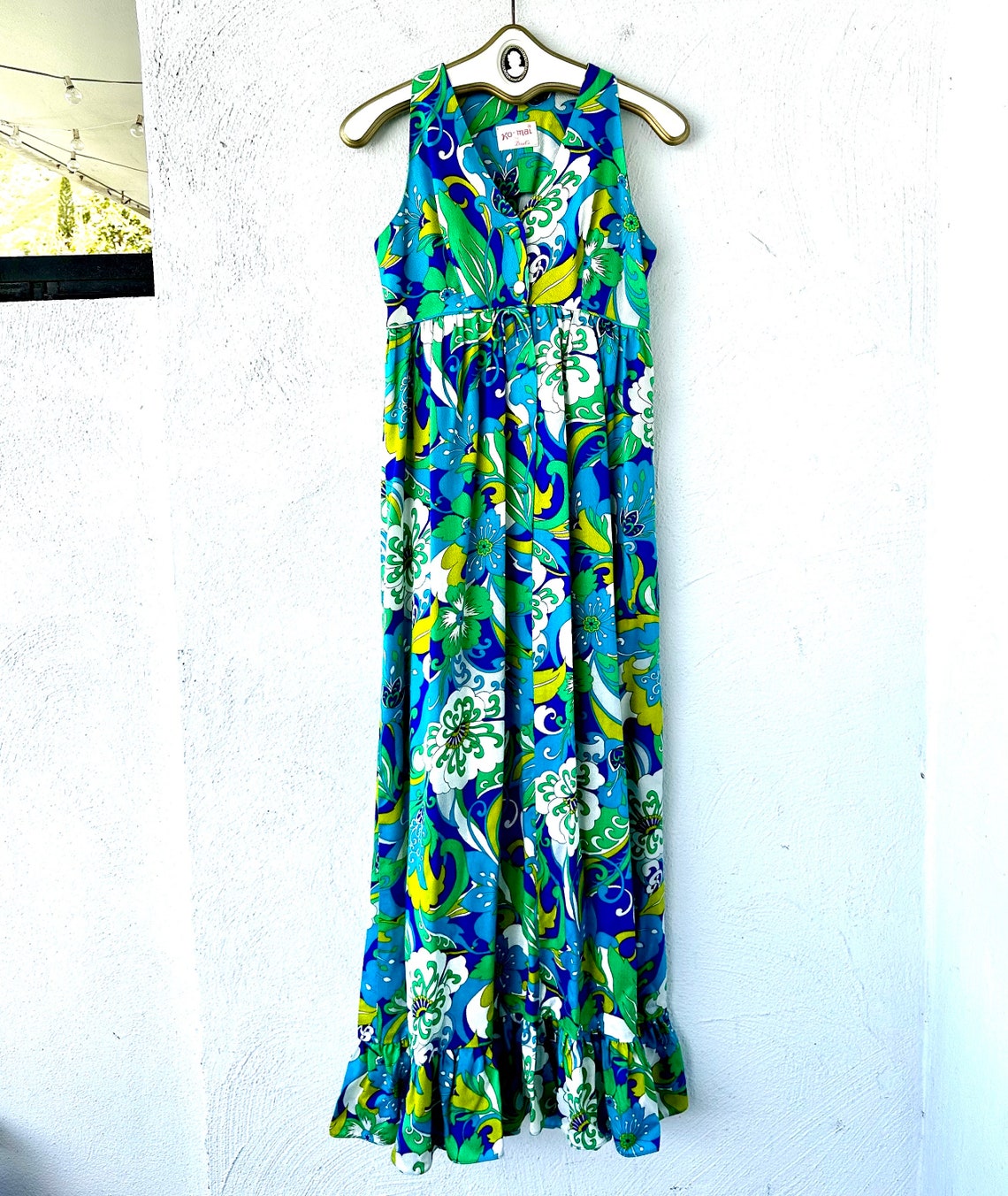 Vintage 60s 70s Hawaiian Bright Bold Floral Dress 1960s 1970s Hawaii ...