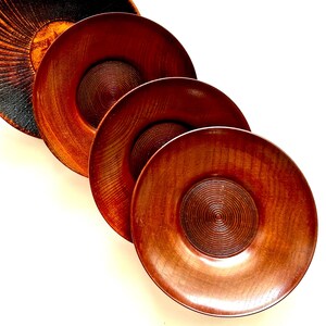 Vintage Japanese Wood Tea Coaster Set Asian Dishes Coasters Cottage Small Decor