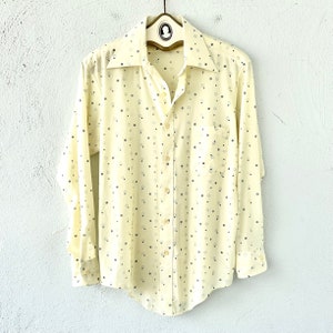 Vintage 70s Mens Disco Shirt Striped Large Collared Top