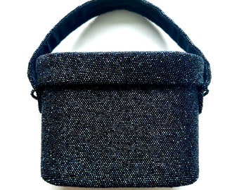 Bolso vintage de caja con cuentas de los años 50, bolso estructurado de los años 50