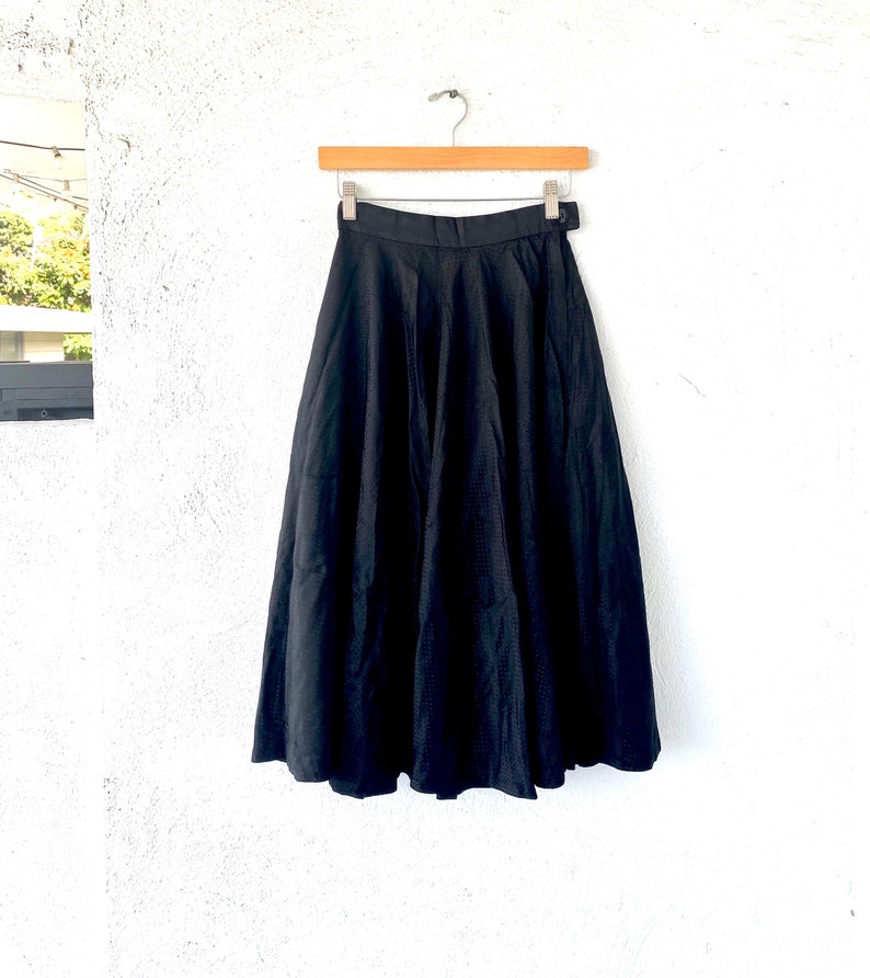 Vintage 50s Full Midi Black Circle Skirt image 1