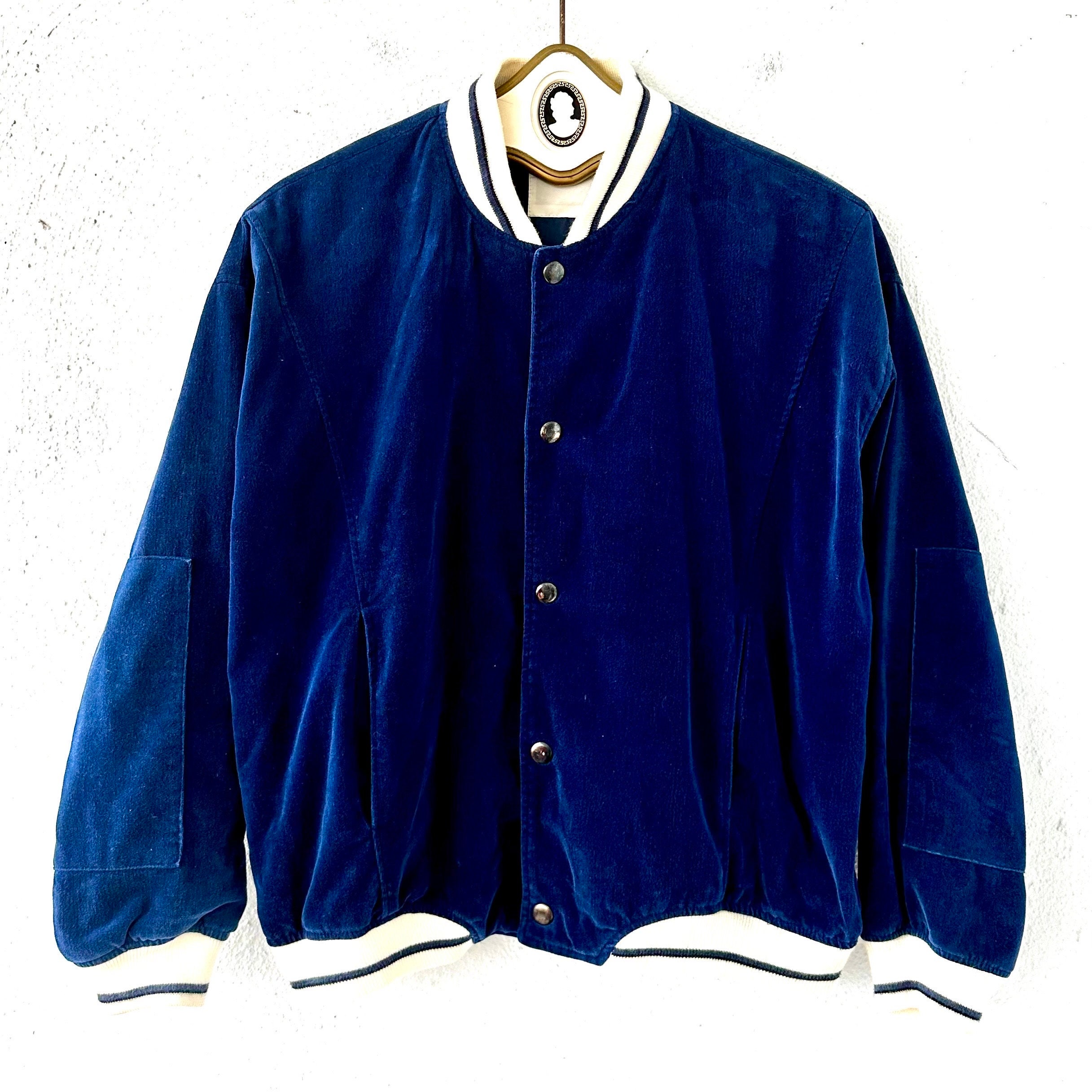 Blue velvet bomber jacket mens sales