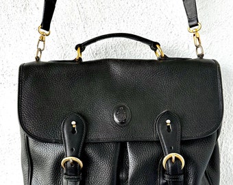 【美品】MARK CROSS 1845 ハンドバッグ ブラック Mark cross 1845 grey vinyl and black leather trim logo print