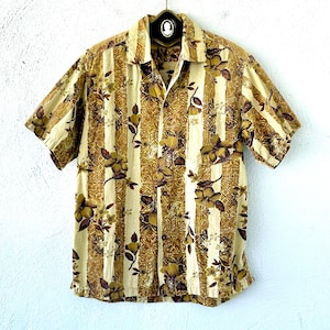 Vintage 50er 60er Jahre Hawaii Aloha Shirt 1950er 1960er Tiki Grafik Hawaiihemd Tropisch