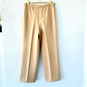 Vintage 70er Jahre High Waisted Hose mit weitem Bein 1970er Jahre Beige Hellbraune Unterteile