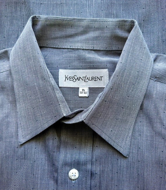 Vintage Yves Saint Laurent Collared Shirt Gray Men
