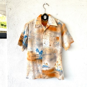 Vintage 70s Hawaiian Shirt 1970s Large Collar Hawaii Top