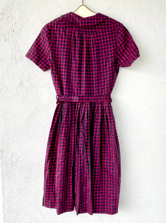 Vintage 1950s Apron Dress Cay Artley Gingham Chec… - image 7